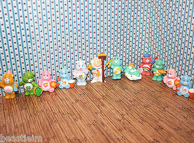 lot of 12 PVC Care Bears figures/2" vintage plastic stocking stuffers/1984 AGC