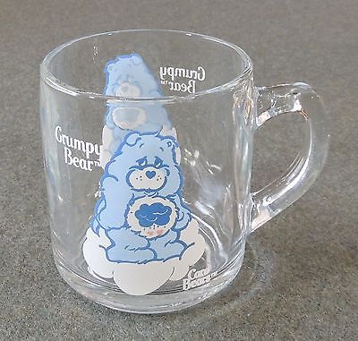 Libbey 1984 American Greetings Care Bears Grumpy Bear Glass Mug Cup 