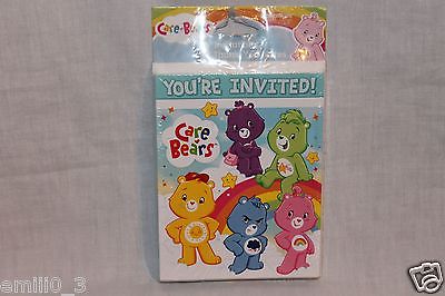NEW  BABY CARE BEARS 8 INVITATIONS & 8 THANK YOU NOTES  PARTY SUPPLIES  