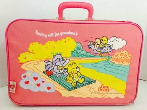 Vintage 1986 Pink Care Bears Luggage Bag Suitcase - Setting Sail for Grandma's