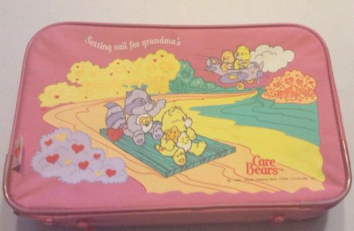 Vintage 1986 Pink Care Bears Luggage Bag Suitcase - Setting Sail for Grandma's