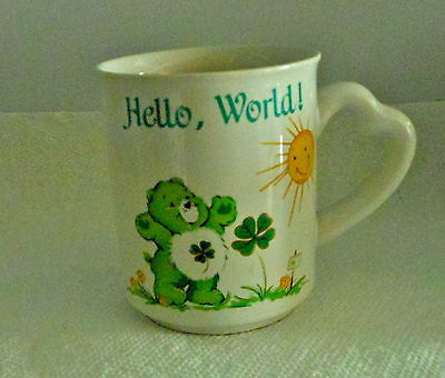 GOOD LUCK  CARE BEAR COFFEE COCOA CUP MUG HELLO WORLD AMERICAN GREETING SUNSHINE