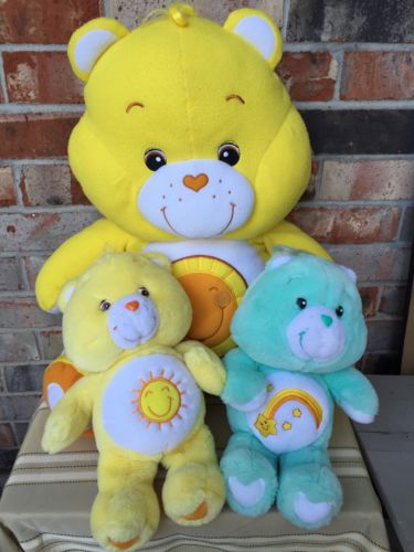 Care Bears Plush Lot of 3  Large Funshine 30in  Wish 12in Specialty Celebration