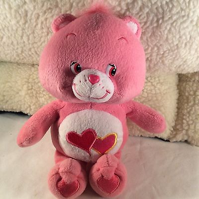 CARE BEARS Collection Love-A-Lot Plush Pink Bear w/Pink & Red Hearts 1993