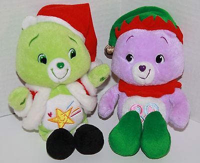 Care Bears plush lot of 2 Oopsy Santa Share Elf Christmas Holiday soft toys 9