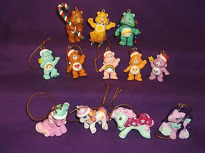 Lot of 12 Miniature Christmas Ornaments Figures My Little Pony & Care Bears