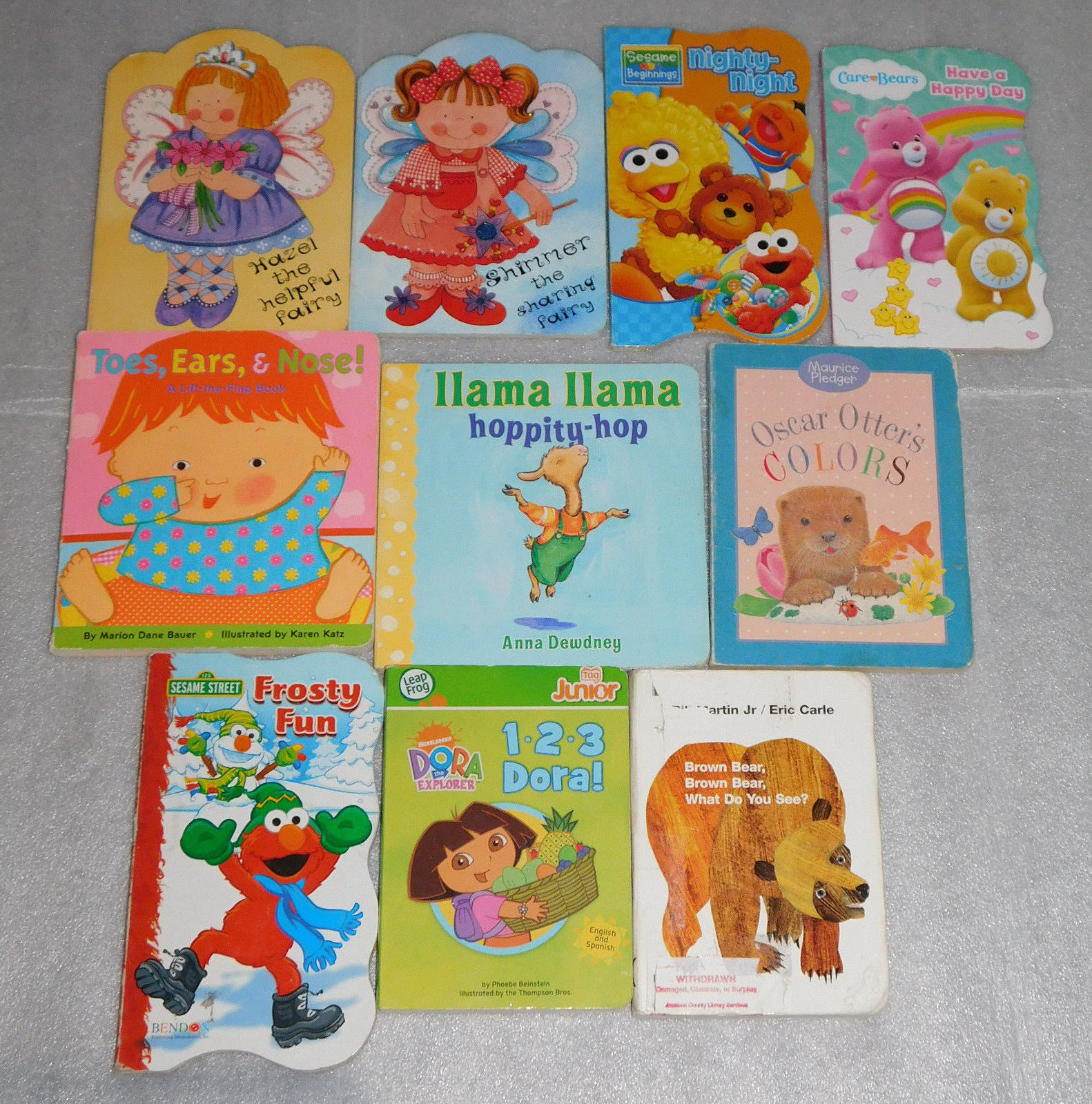 Set of 8 Picture Board Books Lot Sesame Street Dora Care Bears Eric Carle