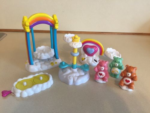 Care Bears Care-A-Lot 7 Piece Playground Park Play Set - Shows Wear!