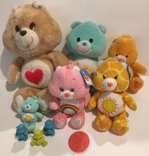 LOT OF 5 PLUSH CARE BEARS & COLLECTIBLES 1980s & 2000s- TENDERHEART WISH CHEER++
