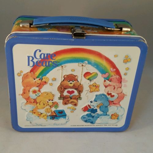 Vintage Care Bears 1983 Metal Tin Lunchbox American Greetings 80's no thermos