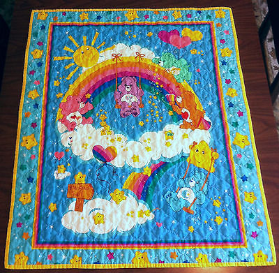 Carebears 42 x 34 Rainbow Trail Baby / Toddler Double Sided Blanket Quilt