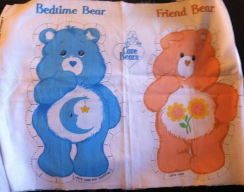 Vintage 80s "Care Bears" and "Papa Smurf" Fabric Cloth Doll Cut Outs