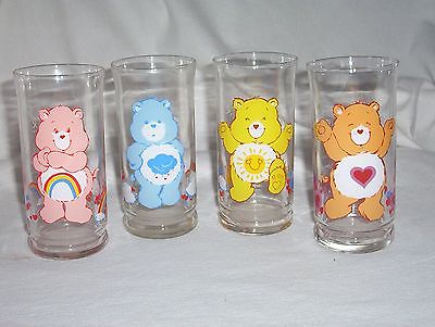 4 Pizza Hut Care Bear Glass Glasses Grumpy Funshine Cheer Tenderheart Carebear