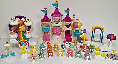 Huge Care Bear Lot CARE A LOT CASTLE Figures Ferris Wheel Swing Boat Acc's &More