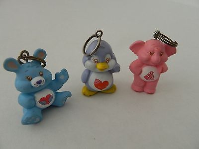 vintage Care bears cousins 3pc set keychains Cozy Heart Swift Heart Lotsa Heart 