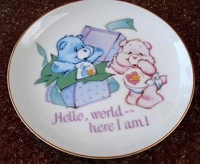 Care Bears Fine Porcelain Plate Featuring ‘Hugs “N” Tugs’, “Hello World”.