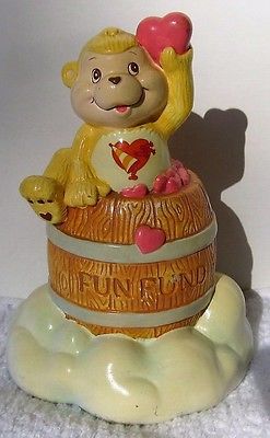 Vintage Care Bear Cousin Playful Heart Monkey Ceramic Piggy Bank 1980's