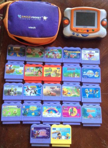 VTech V.Smile Pocket Learning System Case 22 Games Scooby Cinderella Care Bears+