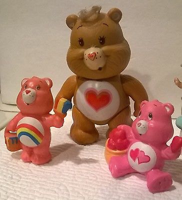 Vintage Care Bears Brown Tenderheart 1983 PVC & Poseable Toy Figurine Kenner LOT