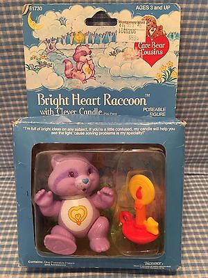 CARE BEAR COUSIN BRIGHT HEART RACCOON poseable CLEVER CANDLE MIP MIB VINTAGE