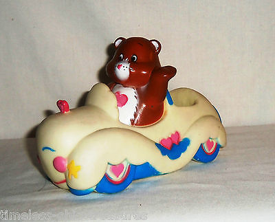 Care Bear Tenderheart in white car toddler toy rare rubber vinyl 1980's 