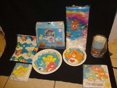 Vtg American Greetings CARE BEARS Birthday SUPLIES CENTERPIECE NAPKINS CUPS MORE