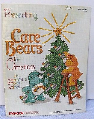 Vintage Care Bears for Christmas in counted cross stitch '86 Paragon Needlecraft