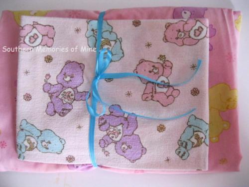 Baby Girl Pink CARE BEARS Receiving BLANKET~CRIB SHEET Set Funshine Rainbow Lot