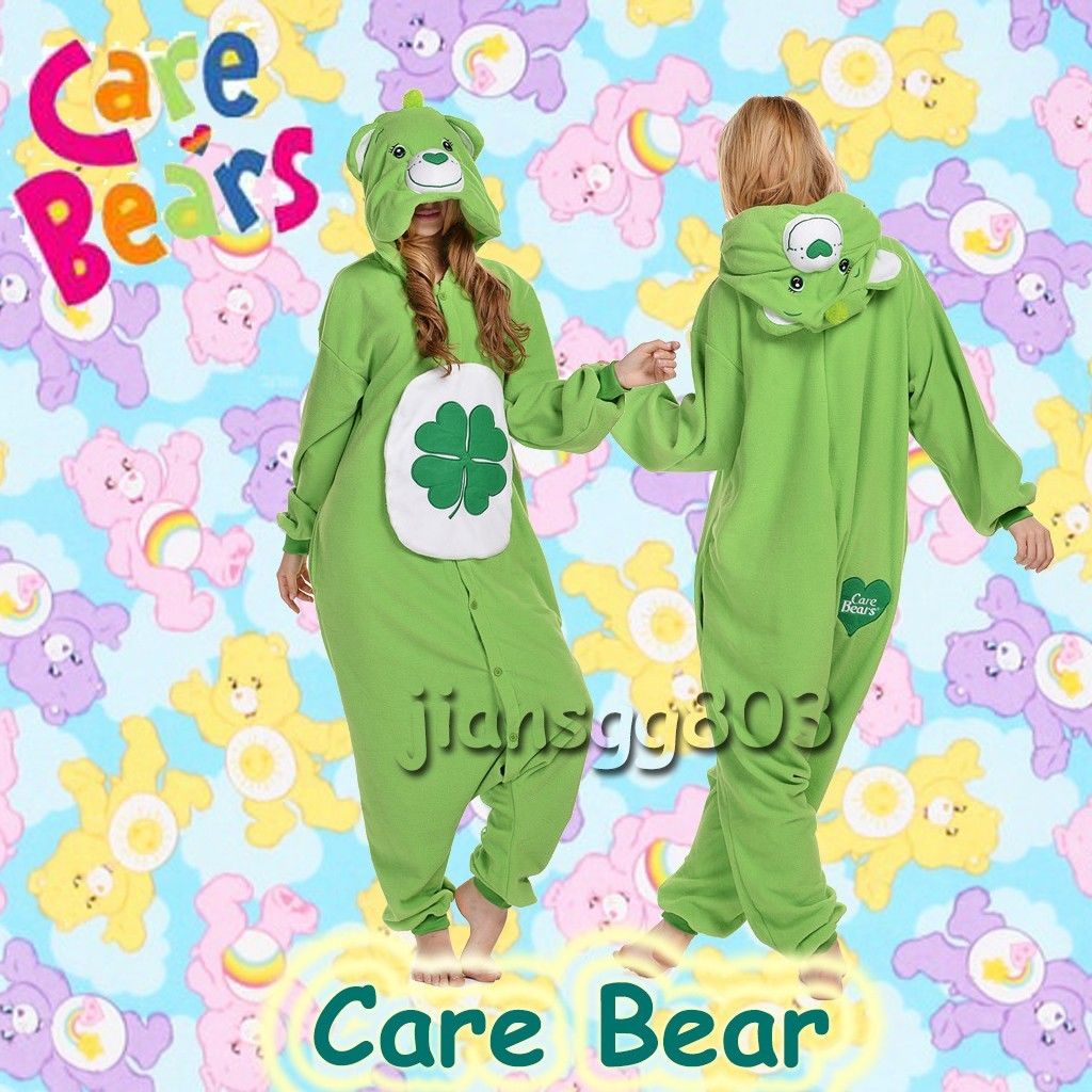 Cute Care Bears Clover Jumpsuit Pajamas Halloween Cosplay Adult Onesie Sleepwear