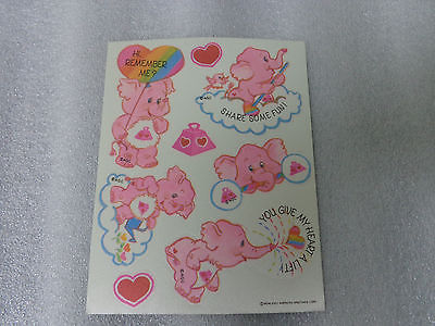 Care Bears Lotsa Heart Elephant satin Sticker Sheet 1985  American Greetings