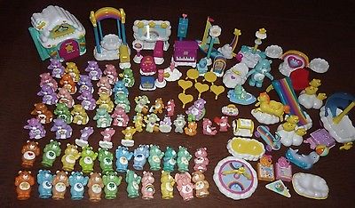 Vintage Lot 100+ Care Bears Playset Figures Accessories Cloud Slide Boat Piano