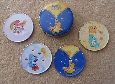 Set of 4 CARE BEARS Drink Coasters in storage tin 2002