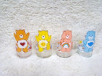 Vintage 1983 Lot of 4 Care Bears Glasses, Pizza Hut Limited Edition, Collectible