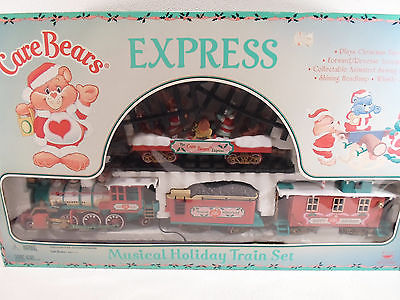 THE CARE BEARS HOLIDAY EXPRESS TRAIN SET  MUSICAL ENGINE/COAL CAR BY NEW BRIGHT 
