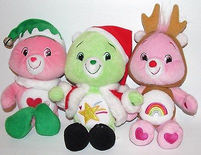 3 Christmas Care Bears ~ Oopsy Santa ~ Love-a-lot Elf ~ Cheer Bear Reindeer 