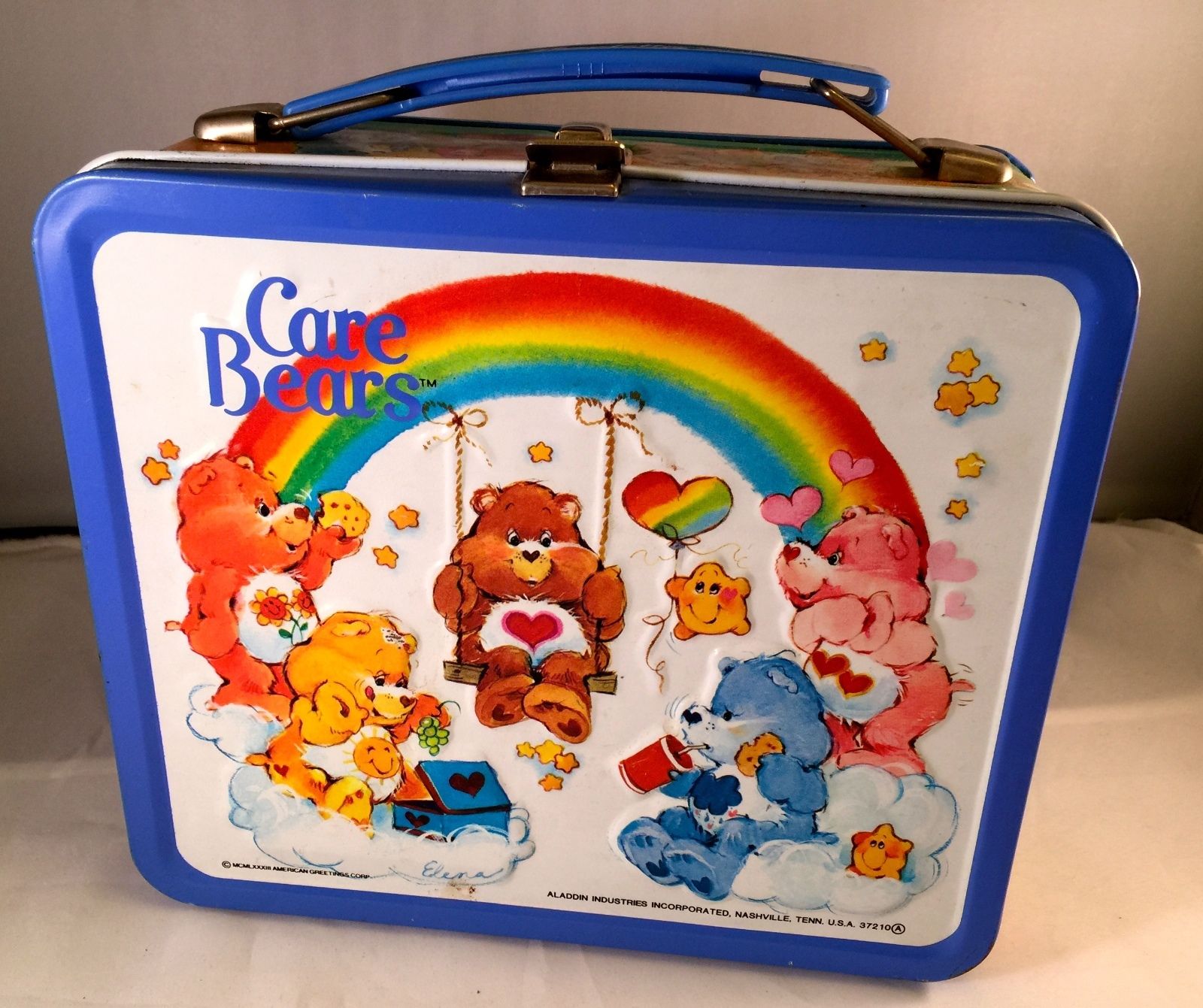 Vintage 1983 Metal Care Bears Lunchbox w/ Thermos American Greetings Corp.