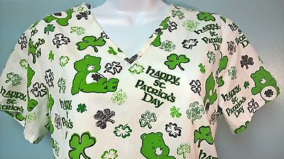Scrubs Top Care Bears Happy St. Patricks Day Size XS NEW Ships Free