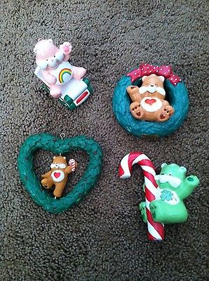 Vintage 1983/1984 Care Bear Christmas Ornaments: Cheer Bear, Good Luck Bear, Te 