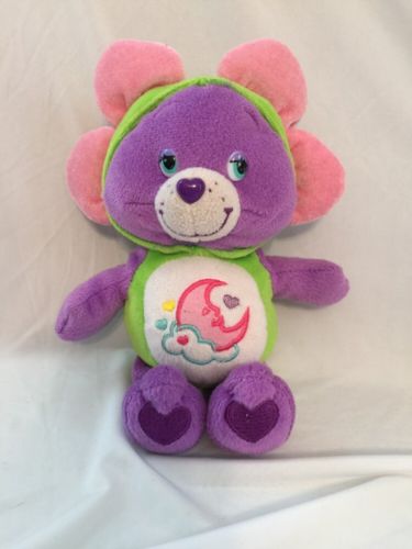 Vintage Care Bear Sweet Dreams , purple with flower hat , 9 inches