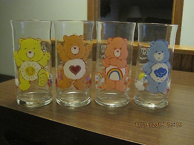 Care Bear Limited Edition Pizza Hut 1983 Collectors Glass Set of 4 Free Shipping