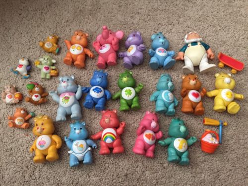 Care Bear Vintage Lot Of 28 Poseables Minis Accessories Baby Toys Cloud Car