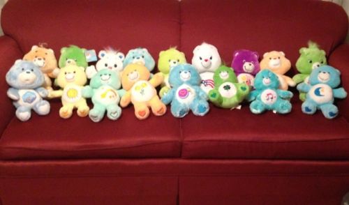 HUGE LOT of 17 Care Bears Vintage RARE and VHTF collectible plush Set