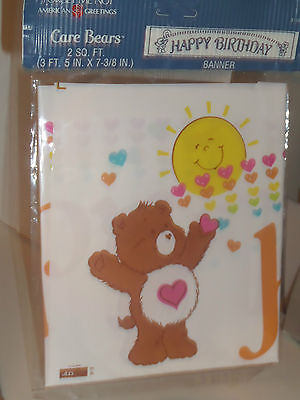 CARE BEARS Plastic HAPPY BIRTHDAY BANNER Party Supplies AMERICAN GREETINGS - NOS