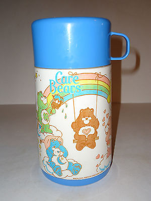 VINTAGE 1985 CARE BEARS BLUE LUNCHBOX THERMOS AMERICAN GREETING Aladdin