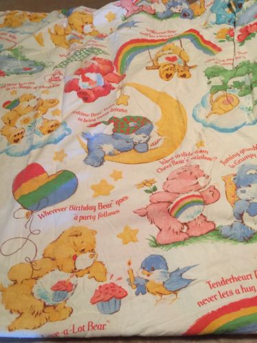 Vintage Care Bears Sheet Set Full Fitted Sheet Only Flannel Fabric Material