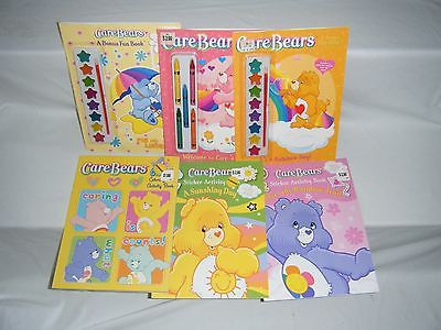Lot of 6 Care Bears Paint W/Water Crayons Coloring Activity Books Stickers More
