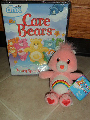 CARE BEARS DVD AND CHEER BEAR MINI PLUSH +NEW+