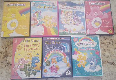 Lot of 7 Kids Care Bear DVD -Caring is for Sharing, Forever Friends, Movie 1 & 2