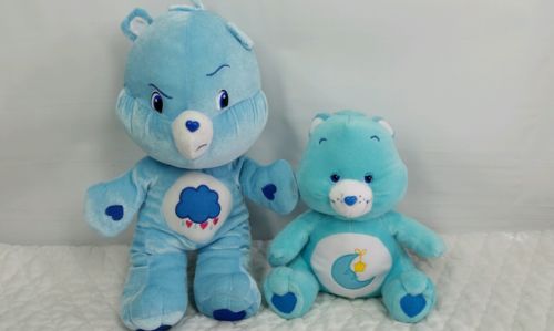 2007 Nanco Care Bear 20 inches Blue Grumpy 2003 Bedtime 11 inches Bears