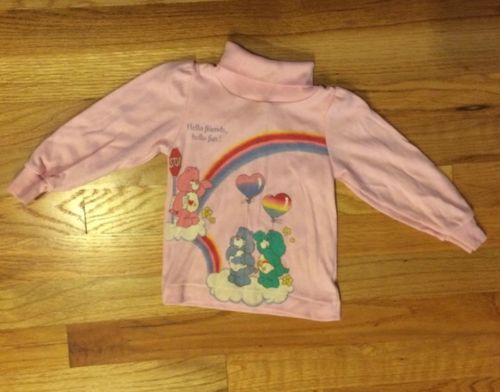 Vintage Girls Care Bears Turtle Neck Long Sleeve Pink Shirt Size 2T dobie